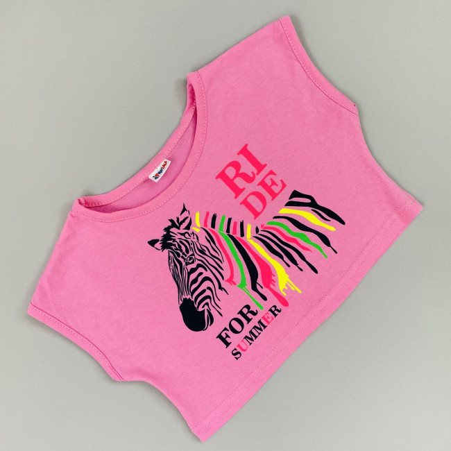 Комплект для девочки розовый, Зебра (кроп-топ и шорты) Комплект для девочки розовый, Зебра (кроп-топ и шорты)