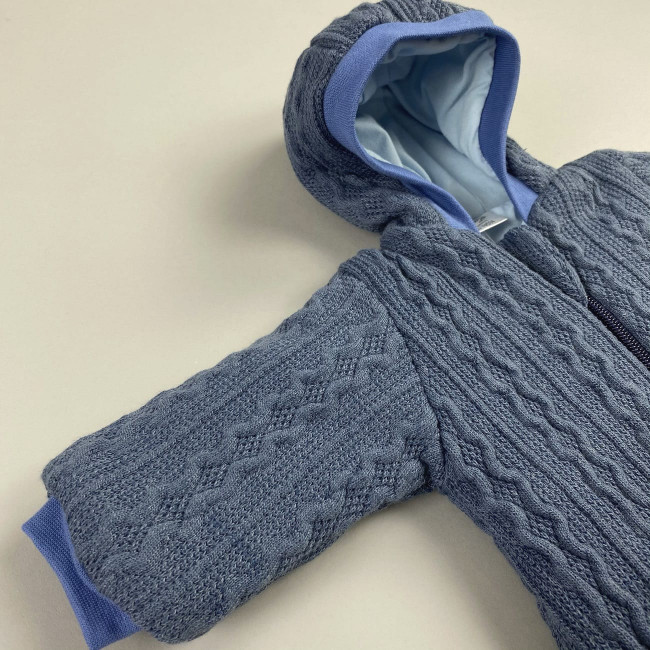 Комбинезон утепленный, темно-синий, Плетёные ромбы