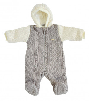Комбинезон утепленный, серый/белый, Плетёные ромбы