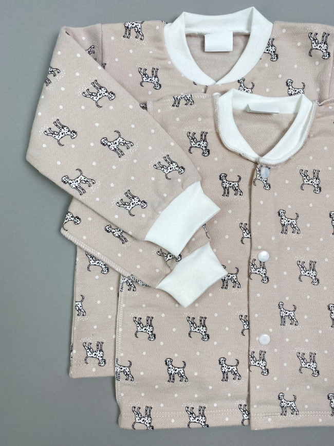 Кофточка детская фланелевая, какао, Далматинцы Кофточка детская фланелевая, какао, Далматинцы