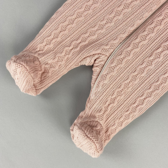 Комбинезон утепленный, розовый/белый, Плетённые ромбы Комбинезон утепленный, розовый/белый, Плетённые ромбы