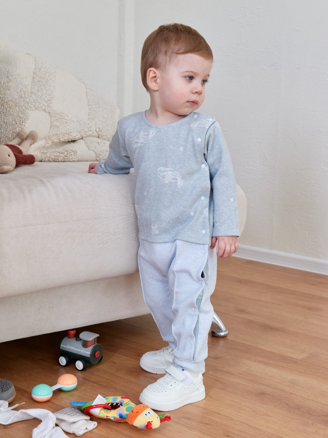 Комбинезон для мальчика комбинированный, голубой, Машинки