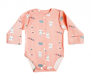 Боди детский, розовый, Белые медведи