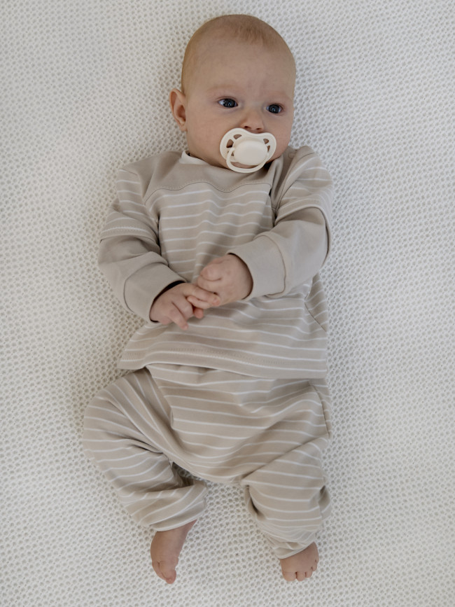 Кофточка детская, бежевая, Нежная полосочка