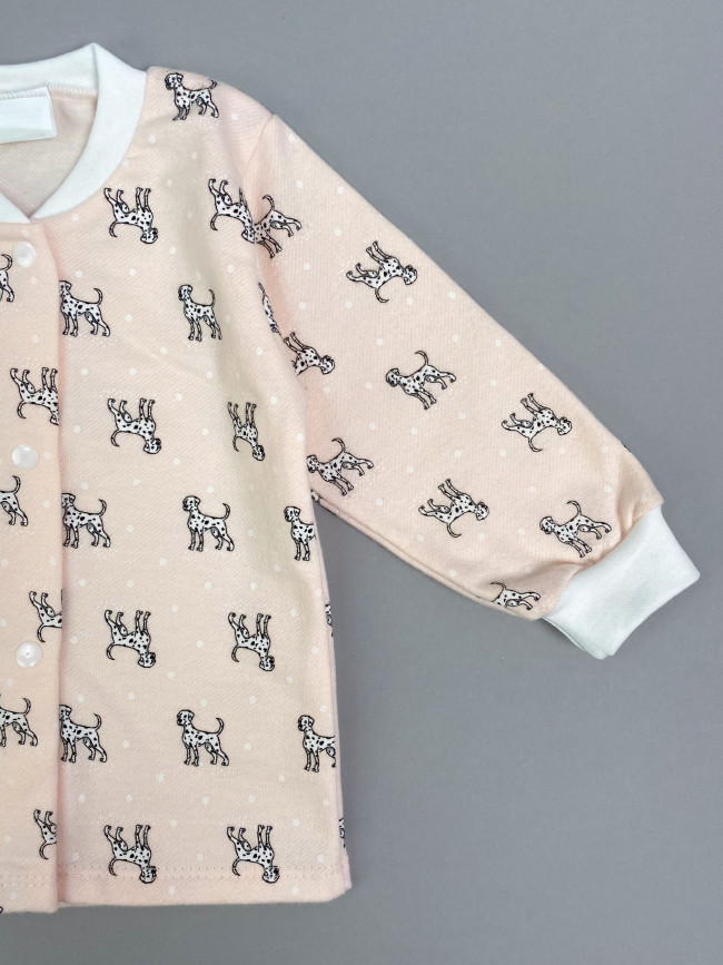 Кофточка детская фланелевая, розовая, Далматинцы