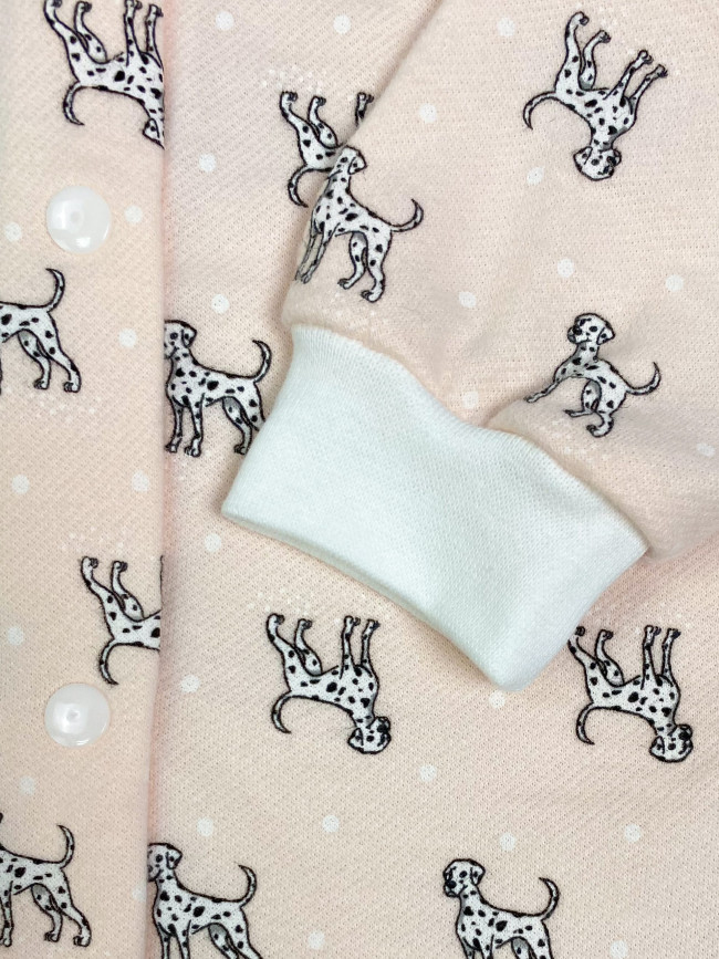 Кофточка детская фланелевая, розовая, Далматинцы