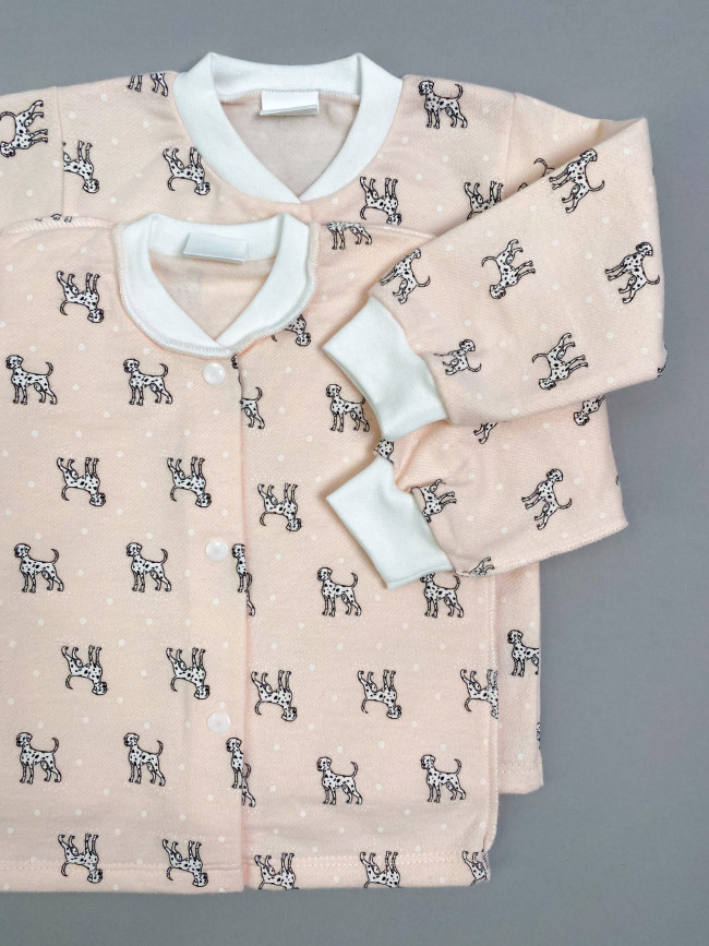 Кофточка детская фланелевая, розовая, Далматинцы