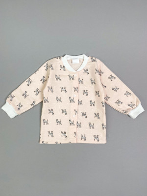 Кофточка детская фланелевая, розовая, Далматинцы