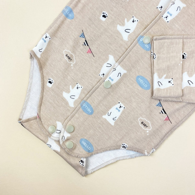 Боди детский, бежевый, Белые медведи