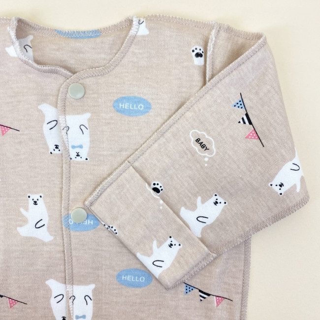 Боди детский, бежевый, Белые медведи