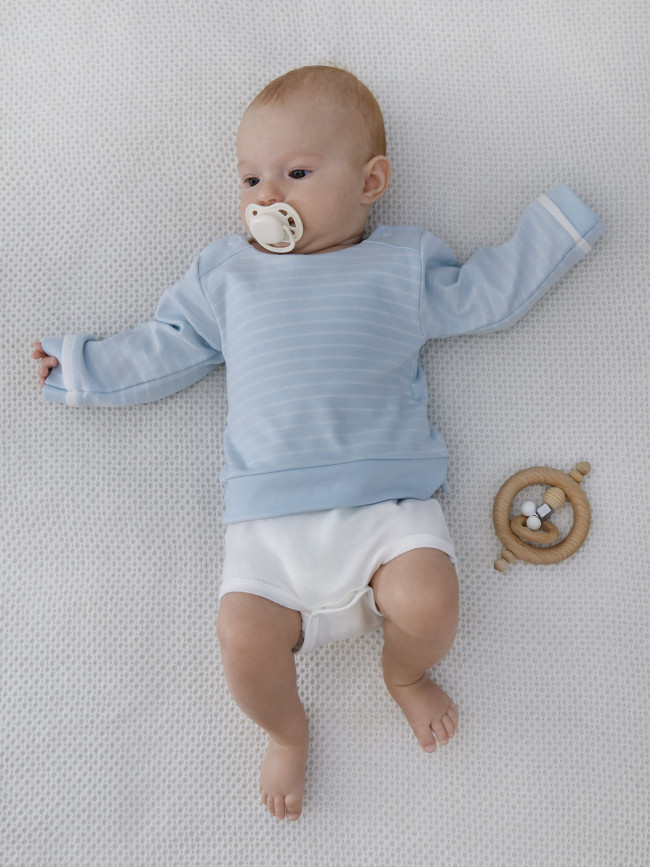 Боди детский, голубой, Нежная полосочка