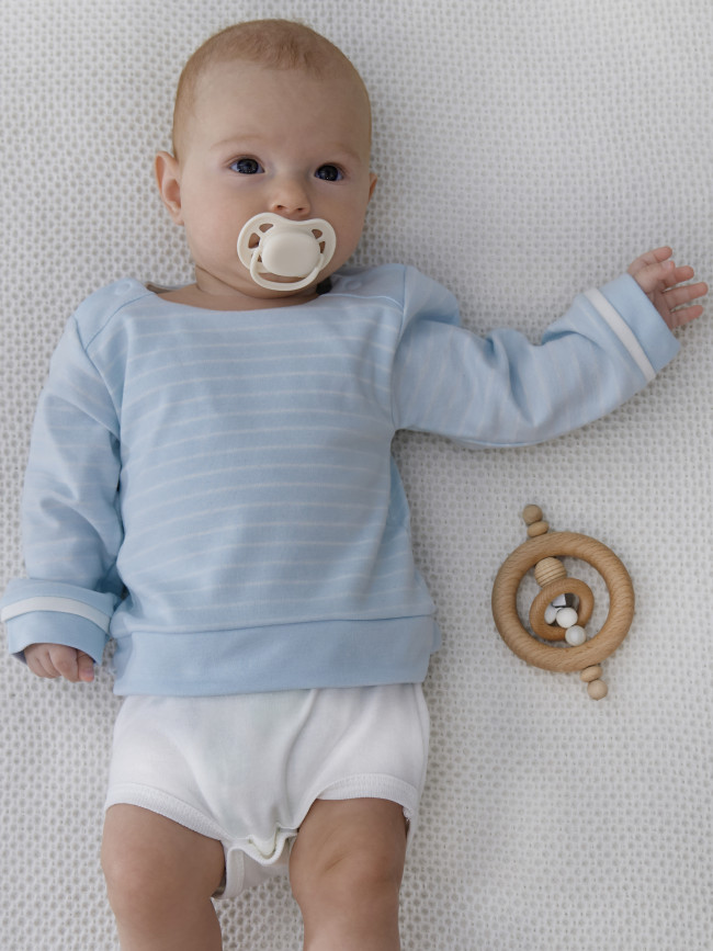 Боди детский, голубой, Нежная полосочка