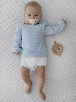 Боди детский, голубой, Нежная полосочка