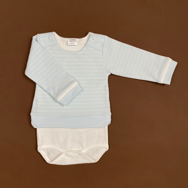 Боди детский, голубой, Нежная полосочка