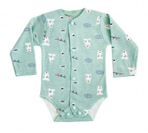 Боди детский, зеленый, Белые медведи