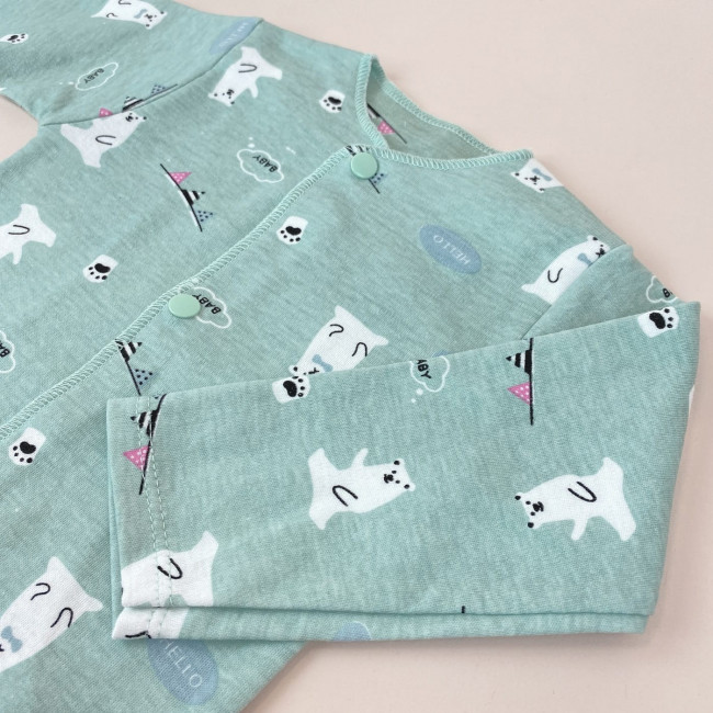 Боди детский, зеленый, Белые медведи