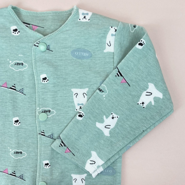 Боди детский, зеленый, Белые медведи