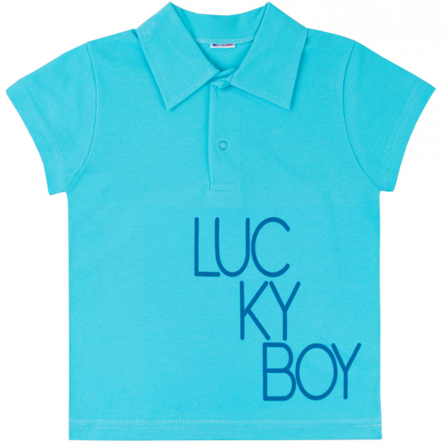 Футболка для мальчика, бирюзовая, Lucky boy