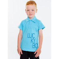 Футболка для мальчика, бирюзовая, Lucky boy