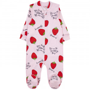 Комбинезон детский, розовый, Клубнички