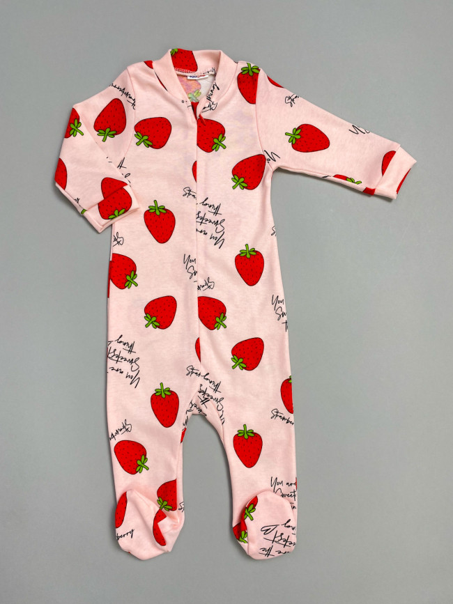 Комбинезон детский, розовый, Клубнички