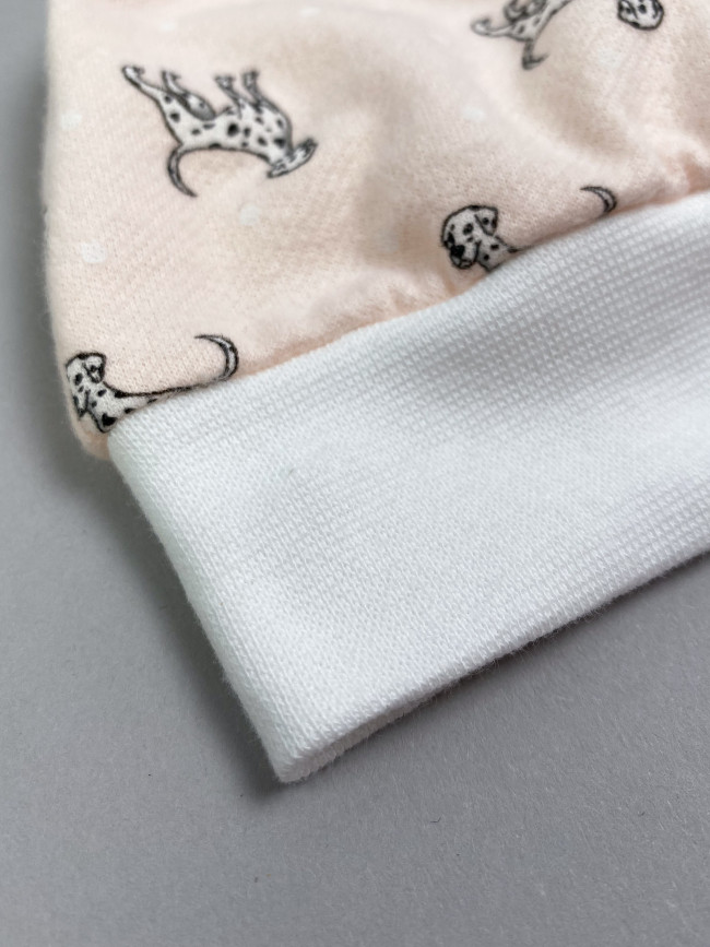 Шапочка детская фланелевая, розовая, Далматинцы Шапочка детская фланелевая, розовая, Далматинцы