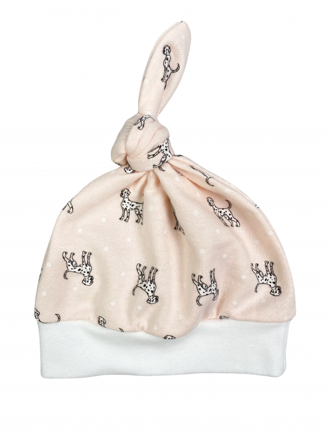 Шапочка детская фланелевая, розовая, Далматинцы Шапочка детская фланелевая, розовая, Далматинцы