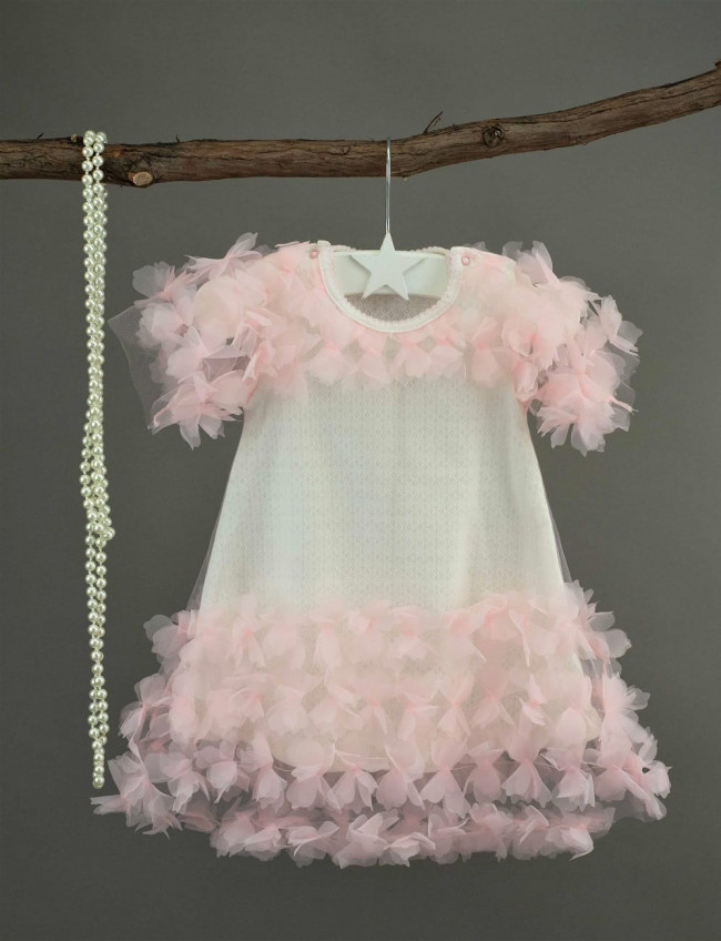 Нарядное розовое платье, Трансферли с рюшами