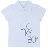 Футболка для мальчика, белая, Lucky boy