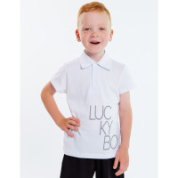 Футболка для мальчика, белая, Lucky boy