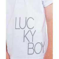 Футболка для мальчика, белая, Lucky boy