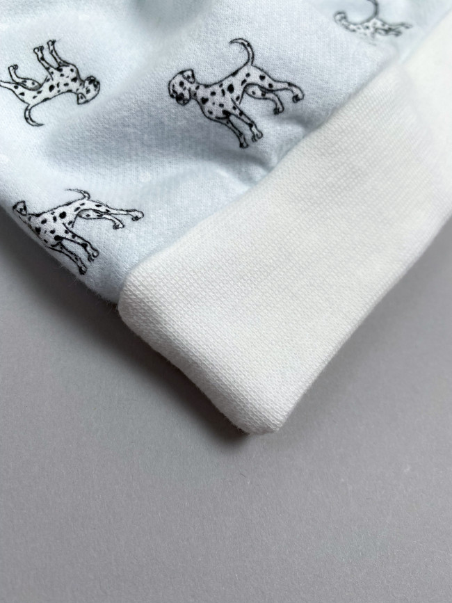 Шапочка детская фланелевая, голубая, Далматинцы