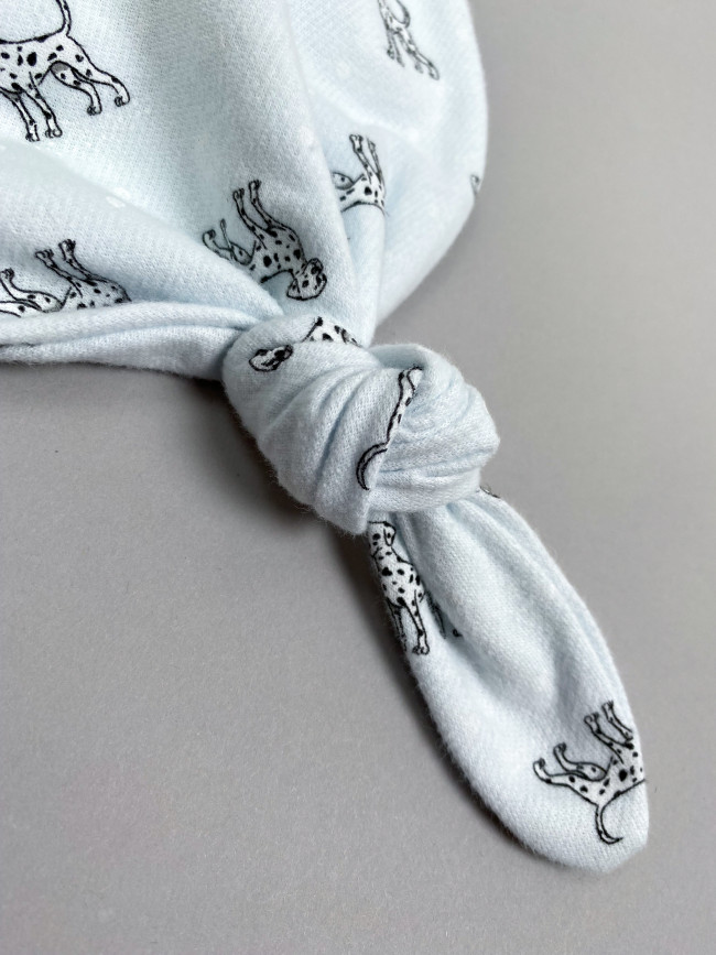 Шапочка детская фланелевая, голубая, Далматинцы