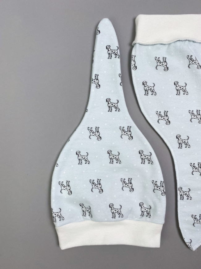 Шапочка детская фланелевая, голубая, Далматинцы