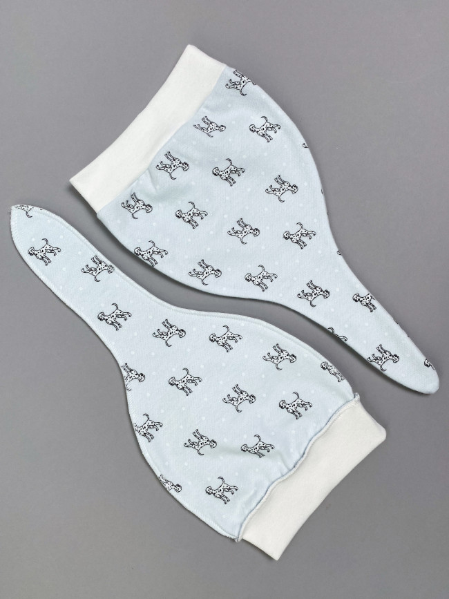 Шапочка детская фланелевая, голубая, Далматинцы