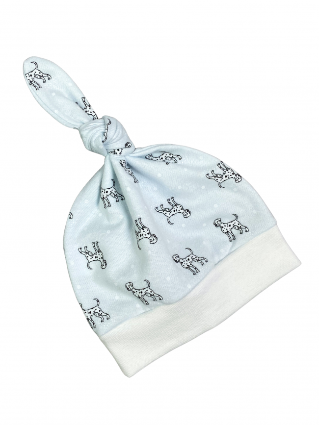 Шапочка детская фланелевая, голубая, Далматинцы