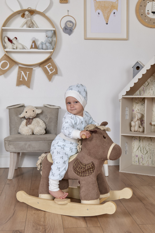 Шапочка детская фланелевая, голубая, Далматинцы