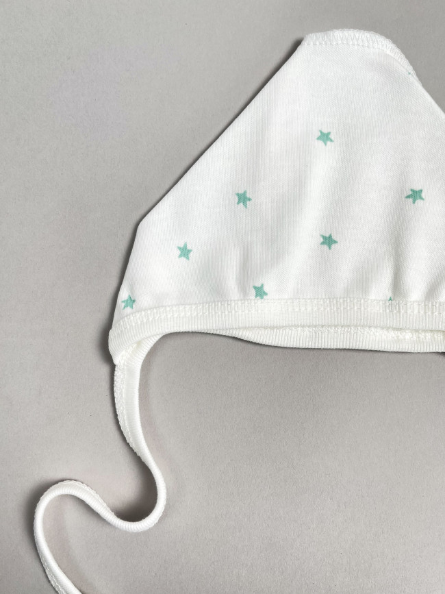 Комплект детских чепчиков, Звездочки, зеленый