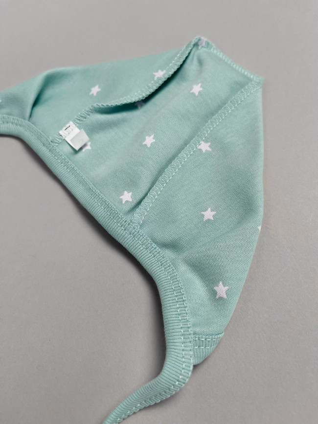 Комплект детских чепчиков, Звездочки, зеленый