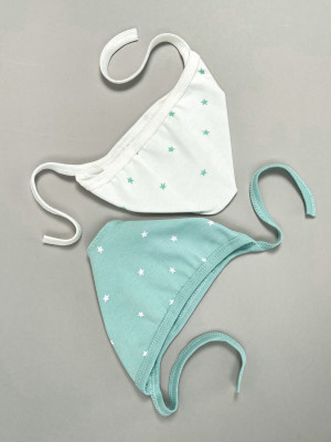 Комплект детских чепчиков, Звездочки, зеленый