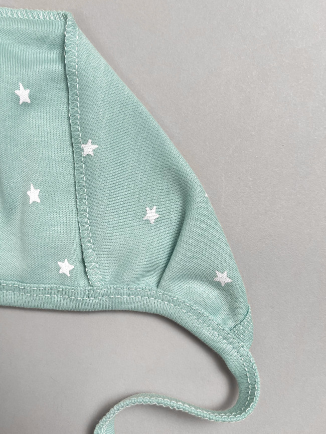 Комплект детских чепчиков, Звездочки, зеленый