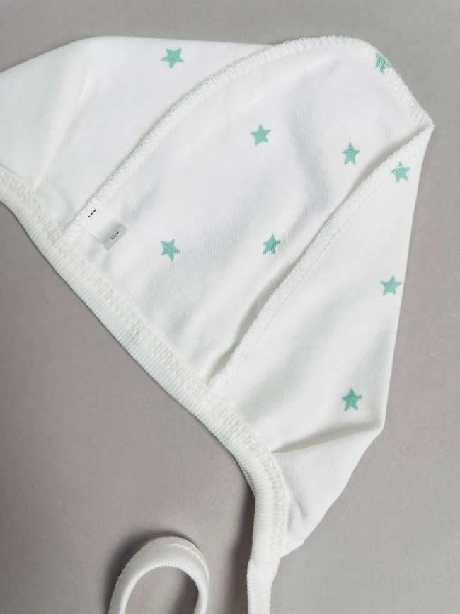 Комплект детских чепчиков, Звездочки, зеленый