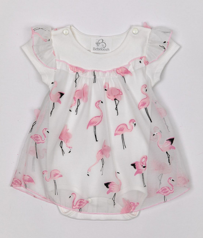 Боди-платье белое, Фламинго Боди-платье белое, Фламинго