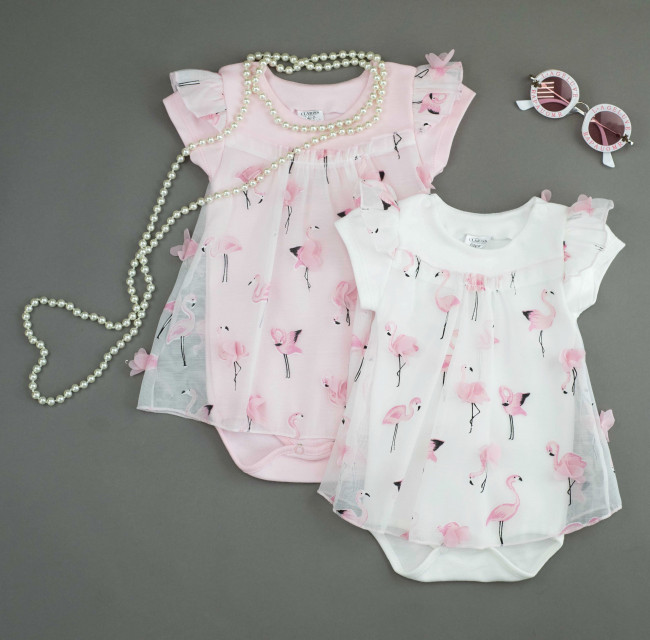 Боди-платье белое, Фламинго Боди-платье белое, Фламинго