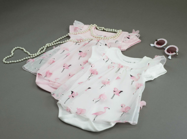 Боди-платье белое, Фламинго Боди-платье белое, Фламинго