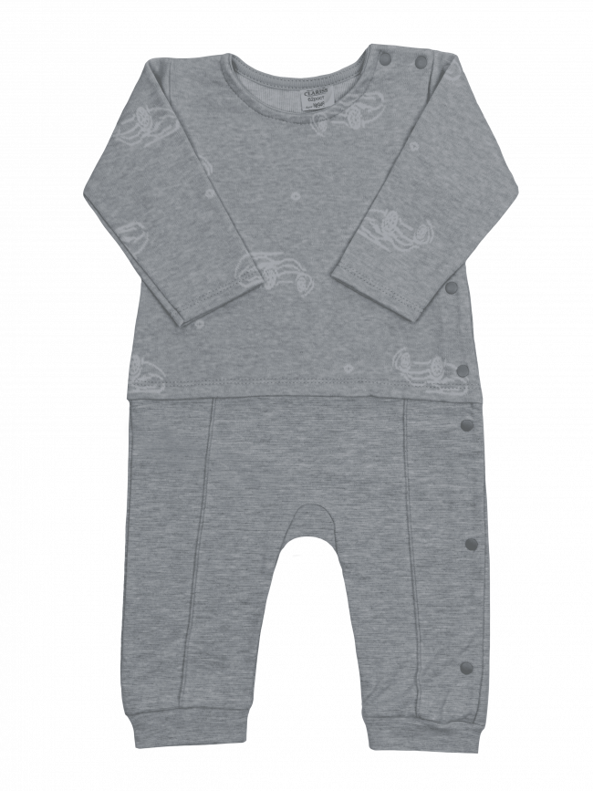 Комбинезон для мальчика комбинированный, серый, Машинки