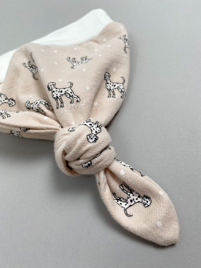 Шапочка детская фланелевая, какао, Далматинцы