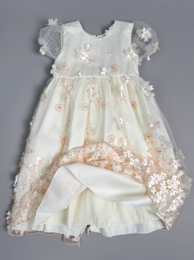 Длинное вечернее персиковое платье, Фрейзии Длинное вечернее персиковое платье, Фрейзии