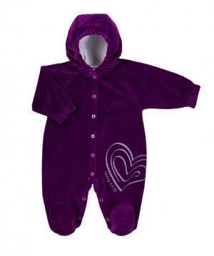 Комбинезон с капюшоном, фиолетовый, Велюр Комбинезон с капюшоном, фиолетовый, Велюр