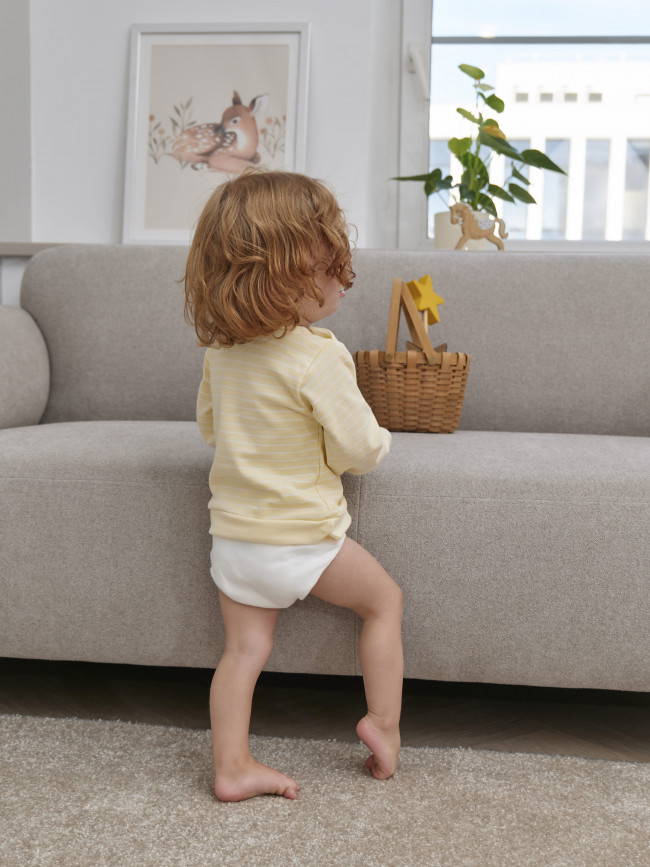 Боди детский, желтый, Нежная полосочка